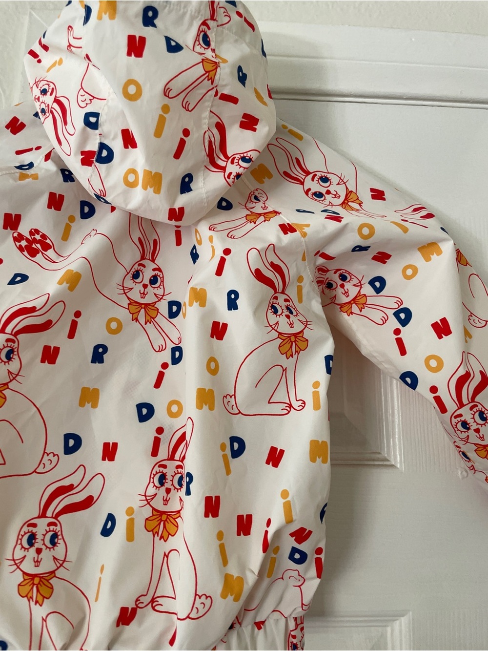 Mini Rodini Rabbit Kids' White Bunny Print Hooded Jacket Size 2-3T Toddler - Picture 6 of 8